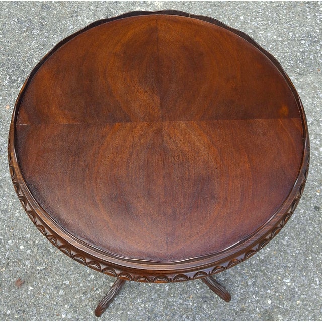Refinished George II Stye Pie Crust Side Wine Plant Lamp Table, Circa 1890s For Sale - Image 4 of 11