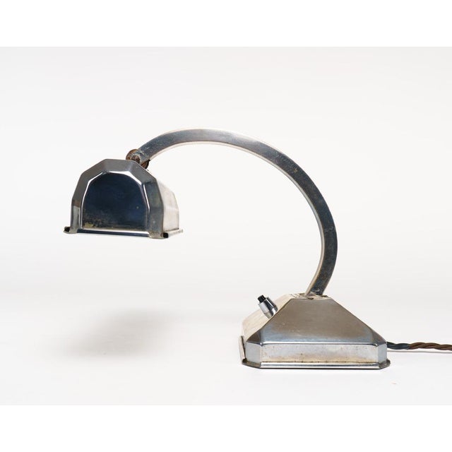 Metal French Art Deco Chromed Articulated Bankers Desk Lamp, 1930s For Sale - Image 7 of 10