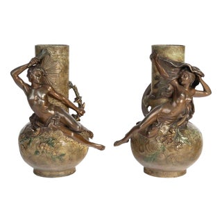 Napoleon III Regule Vases by L. Moreau, 1800s, Set of 2 For Sale