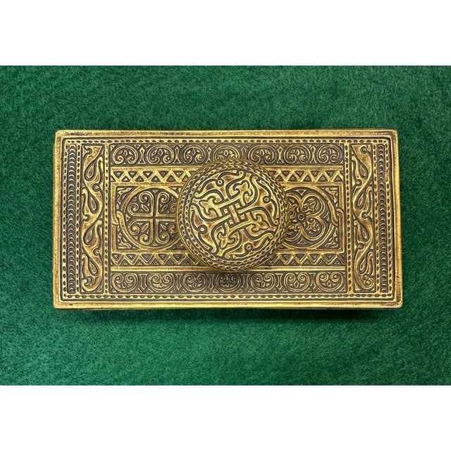Tiffany Studios New York 1646 Venetian Bronze Blotter Rocker Paperweight Desk For Sale In South Bend - Image 6 of 18