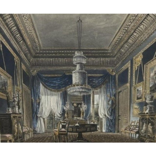 English 1819 Hand Colored Print "Blue Velvet Closet" Carlton House For Sale - Image 3 of 6
