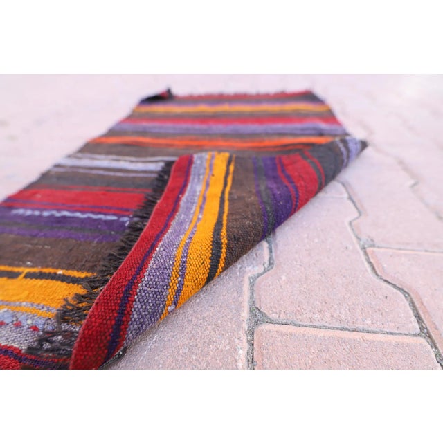Black 1970 Rustic Black Striped Kilim For Sale - Image 8 of 13