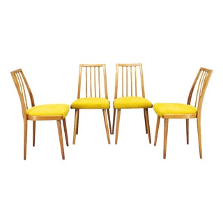 Mid-Century Modern Beech Dining Chairs from TON, Czechoslovakia, 1970s, Set of 4 For Sale