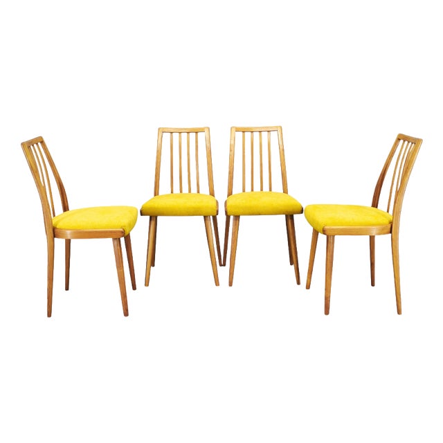 Mid-Century Modern Beech Dining Chairs from TON, Czechoslovakia, 1970s, Set of 4 For Sale