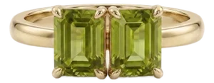 18k Gold Plated Emerald-Cut Peridot Toi Et Moi Engagement Ring Us 7