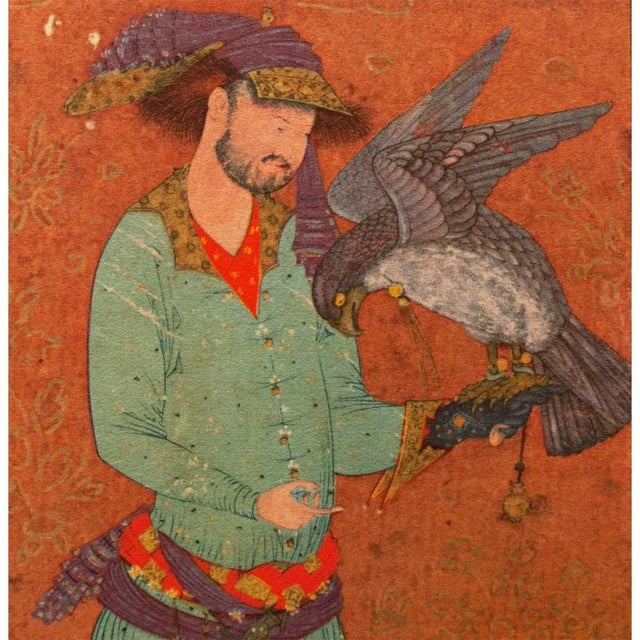 1940s 1940s Persian Original the Falconer Lithograph For Sale - Image 5 of 9