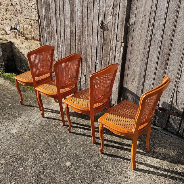 Vintage Wooden Cane Dining Chairs, Set of 4 For Sale - Image 6 of 18