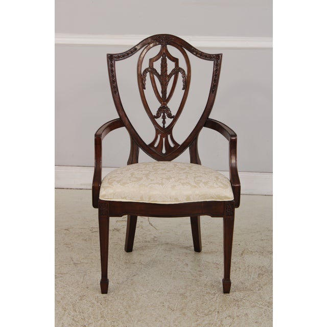Traditional Set of 6 Maitland Smith Shield Back Mahogany Dining Chairs For Sale - Image 3 of 18