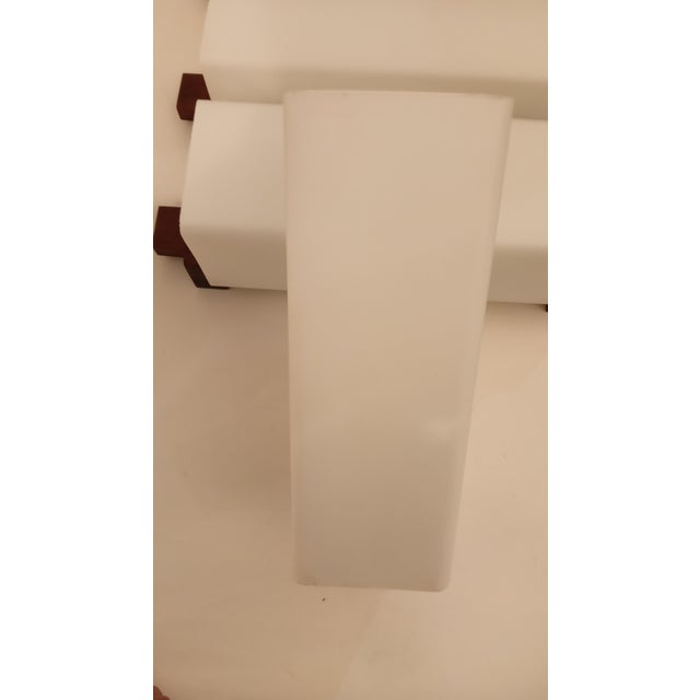 Wall Lights in Opaline Glass and Teak, 1960s, Set of 4 For Sale - Image 12 of 13