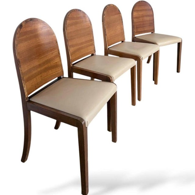 Art Deco Dining Chairs in Walnut, 1930s, Set of 4 For Sale - Image 4 of 9