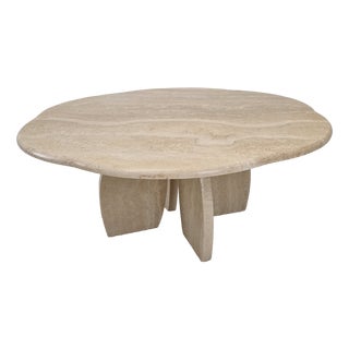 Italian Travertine Coffee Table, 1980s For Sale