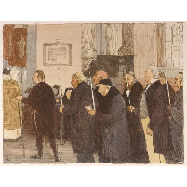 Les Marguillers - Original Lithograph by L- J. Simon in the Early 20th Century Early 20th Century For Sale