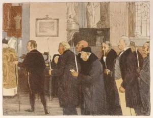 Les Marguillers - Original Lithograph by L- J. Simon in the Early 20th Century Early 20th Century