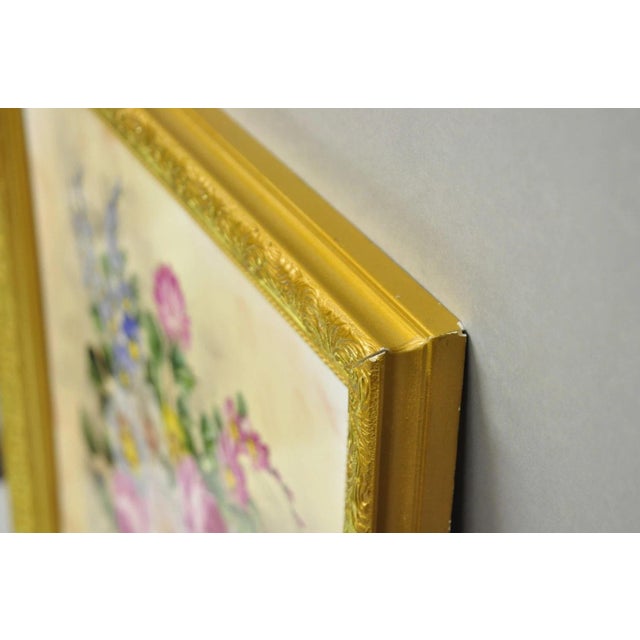Late 20th Century Mary Wilson French Hand Painted Porcelain Plaque Pink Rose Flower Painting (B) For Sale - Image 13 of 16