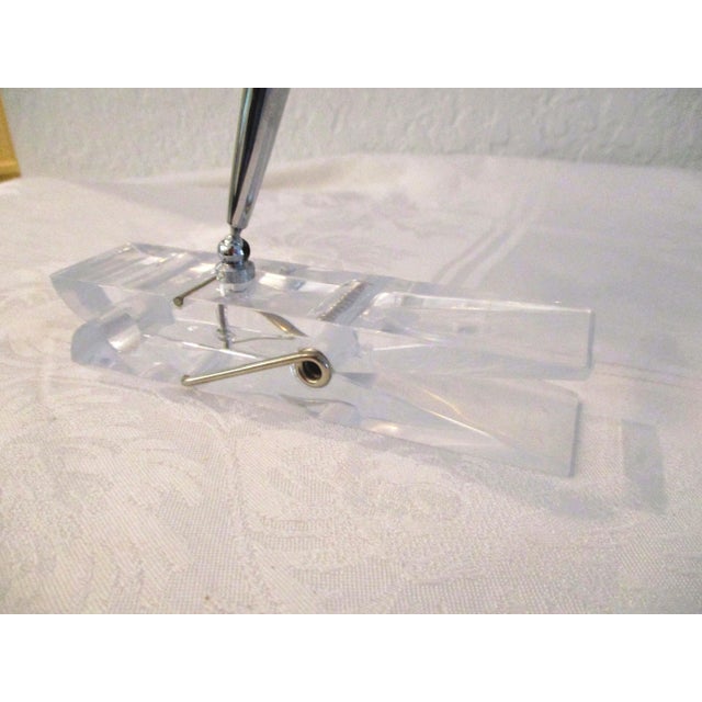 Mid-Century Modern 1970s Oversized Lucite Clothespin Pen & Paper Holder For Sale - Image 3 of 6