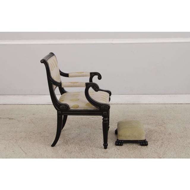 Traditional Hickory Chair Upholstered Armchair & Ottoman For Sale - Image 3 of 18