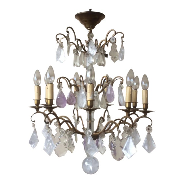 Rock Crystal Quartz and Amethyst Chandelier For Sale