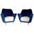 Set of Italian Armchairs in Cobalt Blue and Cream, 1960 For Sale