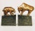 Mid Century Brass Marble Bulls and Bears Stock Market Bookends For Sale - Image 10 of 10