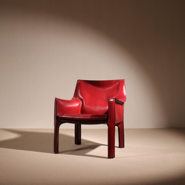 Vintage Cab 414 Chair in Leather by Mario Bellini for Cassina, 1982 For Sale - Image 15 of 18