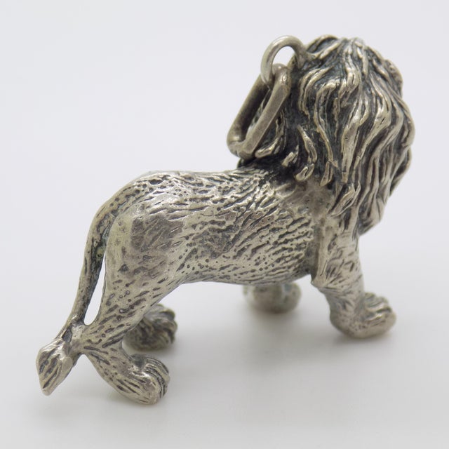 Vintage Italian Handmade Genuine Silver Lion Detailed Figurine / Sculpture / Pendant For Sale - Image 4 of 10