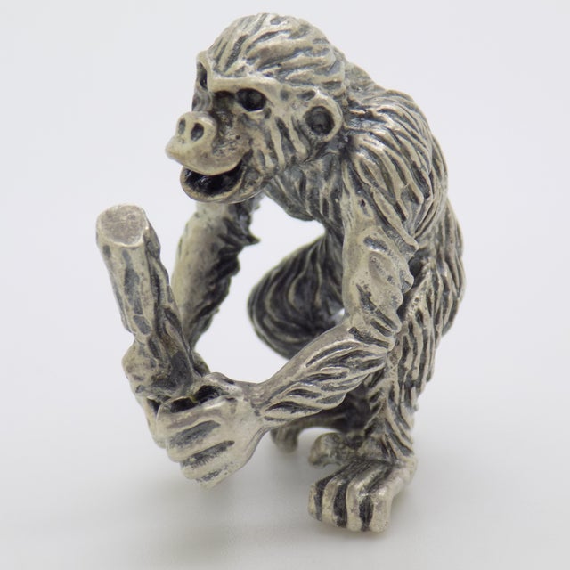 Vintage Italian Handmade Silver Chimpanzee Figurine, Italy, 1970s For Sale - Image 11 of 11