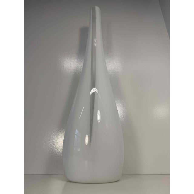 Cream Large White and Clear Murano Glass Vase, Italy, 1990s For Sale - Image 8 of 9