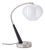 Boomerang Table Lamp, Modern Black Oak/Satin Nickel Steel, Sphere White Shade For Sale