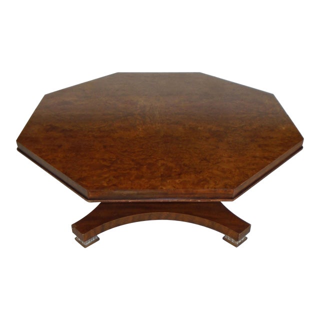 Weiman Walnut Octagon Shape with Pedestal Base Coffee Table For Sale