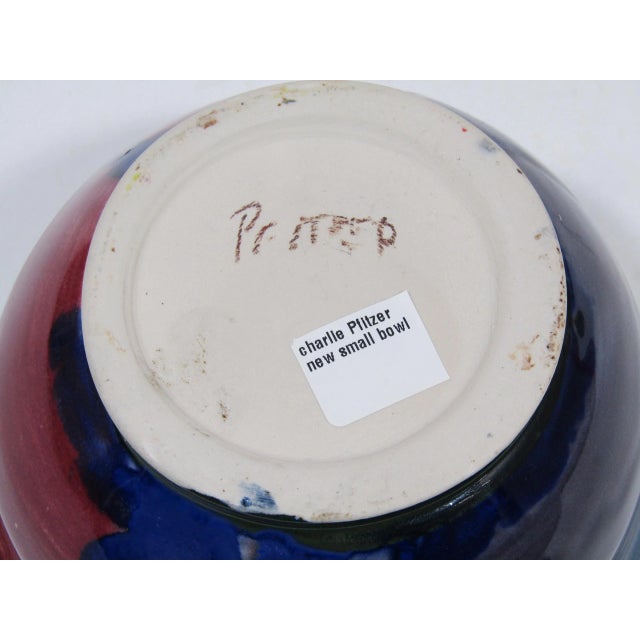 Charlie Pfitzer Contemporary Studio Art Pottery Glazed Bowl, Signed For Sale - Image 11 of 11