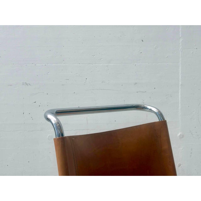 Animal Skin Cantilever Chair with Cognac Leather Covering For Sale - Image 7 of 18