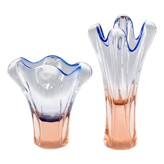 Sculptural Sommerso Art Glass Vases by Josef Hospodka, 1960s, Set of 2 For Sale