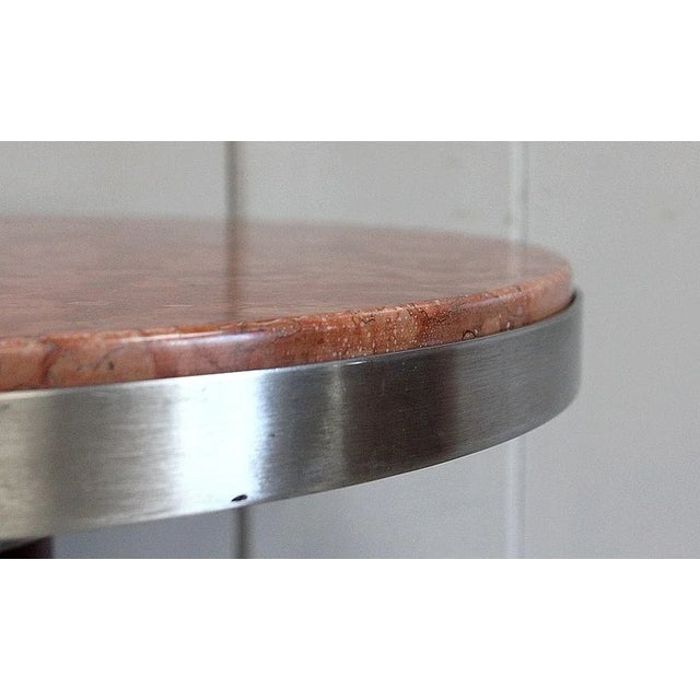 Small Circular Brushed Stainless Steel Pedestal Table, 1920s For Sale - Image 9 of 18