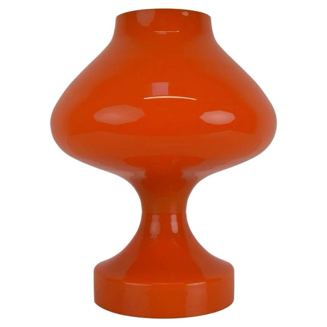 Orange Glass Table Lamp attributed to Valasske Mezirici, 1970s For Sale - Image 11 of 11