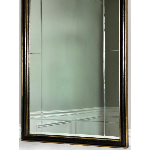 Queen Anne Style Mirror, Etched and Beveled in Ebonized Parcel Gilt Frame, 1940s For Sale - Image 4 of 12