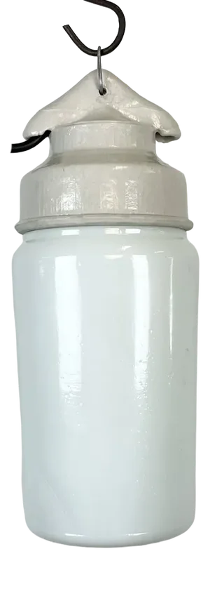 Industrial White Porcelain Pendant Light with Milk Glass, 1970s