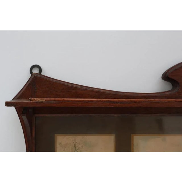 Metal Art Nouveau Wall-Mounted Coat Rack with Framed Watercolors from Cassier, Belgium, 1905 For Sale - Image 7 of 15