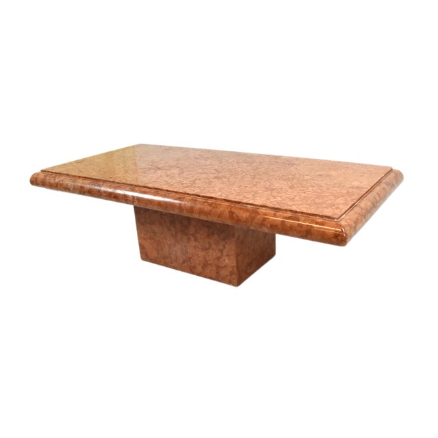 1970s Vintage Modern Italian Red Marble Coffee Table by Stone