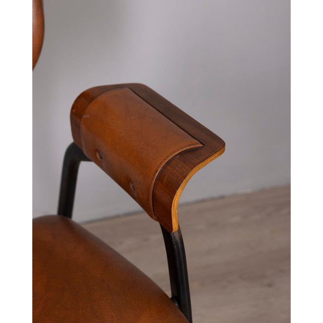 Wood Vintage Leather Chair by Gastone Rinaldi for Rima, 1950s For Sale - Image 7 of 14