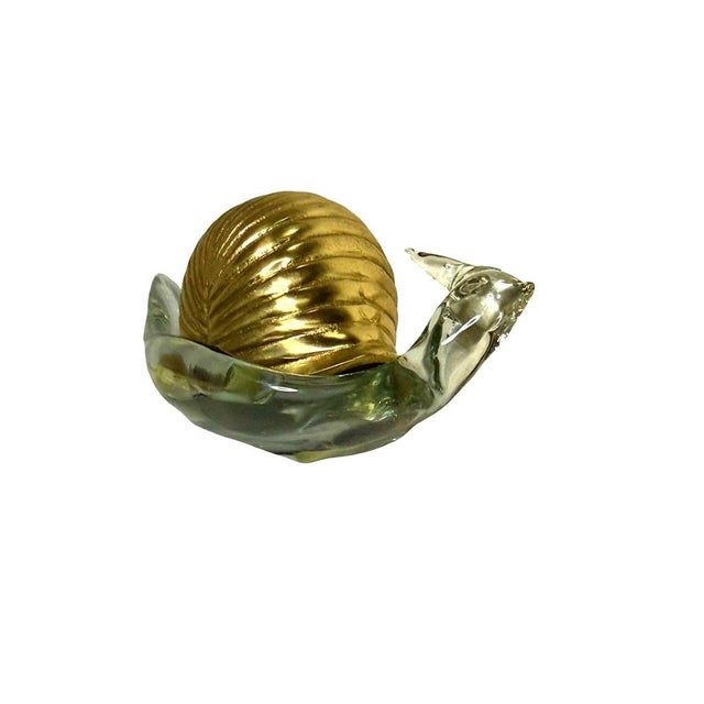 Brass & Glass Snail Figurine Sculpture Decorative Art Collectible For Sale - Image 11 of 12