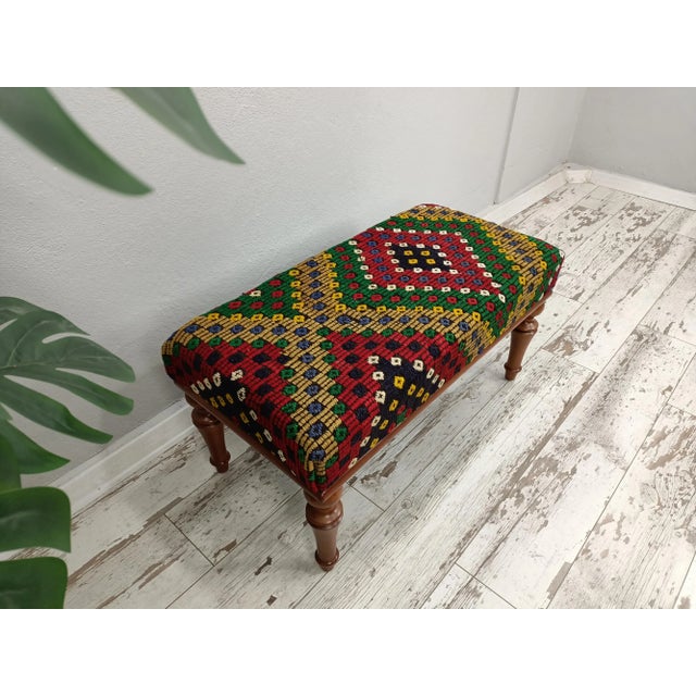 2020s Kilim Upholstered Bedroom Bench For Sale - Image 5 of 11