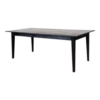 19th Century Primitive Wood Black Farmhouse Dining Table For Sale