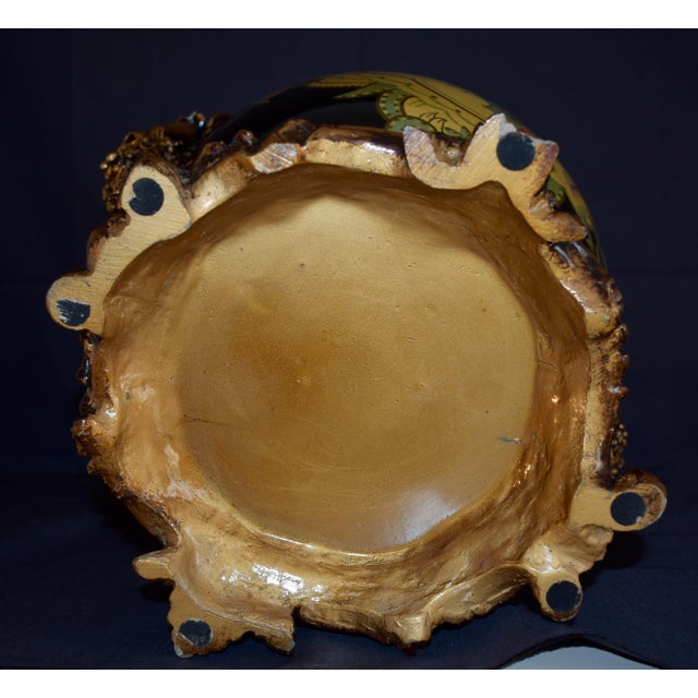 Vintage Neoclassical Ceramic Amphora Vase Lyre Floral Gilt Figural Urn 15” For Sale - Image 14 of 14