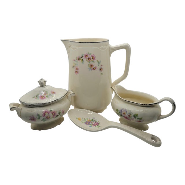Mid 20th Century Homer Laughlin Virginia Rose Coffee Set- 4 Pieces For Sale