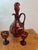 AntiquevEtched Red Cranberry Decanter Set With 2 Glasses For Sale - Image 4 of 10