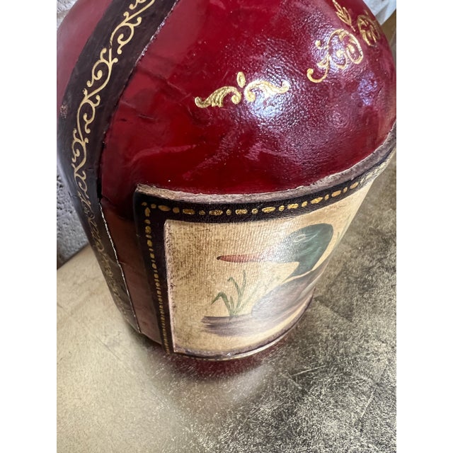 Italian Leather Liquor Decanter Bottle Mallard Motif For Sale - Image 11 of 12