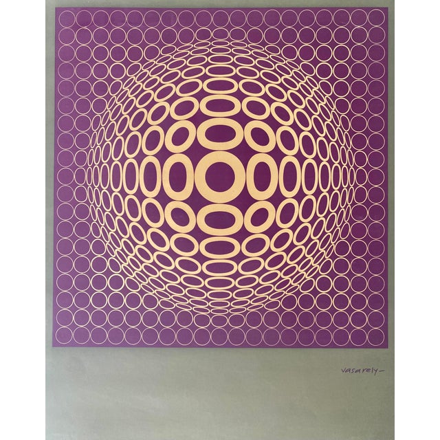 Vasarely Op Art Screenprint Entitled Vega-Tuz Framed in Chrome For Sale - Image 11 of 15