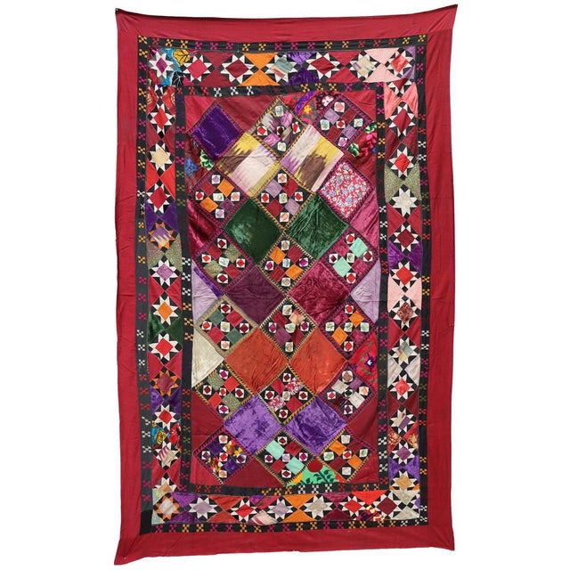 Vintage Embroidered Uzbek Wall Hung Patchwork Tapestry, 1920s For Sale - Image 14 of 14