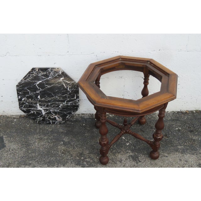Knoxville Early 1900s Marble Top Carved Side End Lamp Table For Sale - Image 4 of 13