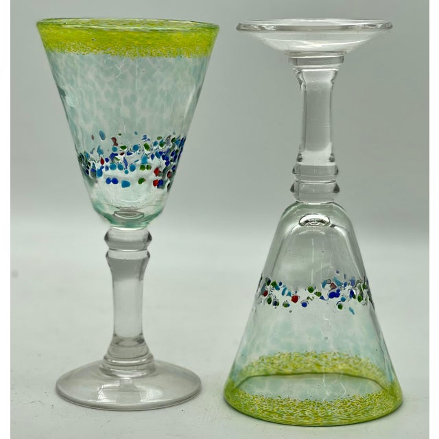 Vintage MidCentury Italian Hand Blown Art Glass Wine Goblets Set of 8 Chairish